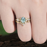 Luxury Oval Cut Moss Agate Engagement Ring